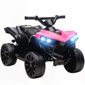 AIYAPLAY Kinder Quad Elektro 6V Kinderquad mit Vorwärts-, Rückwärtsfunktion, Musik, LED-Scheinwerfer, Kinderfahrzeug Elektro-Quad für Kinder von 37-72 Monaten Rosa Aosom