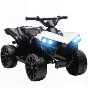 AIYAPLAY Kinder Quad Elektro 6V Kinderquad mit Vorwärts-, Rückwärtsfunktion, Musik, LED-Scheinwerfer, Kinderfahrzeug Elektro-Quad für Kinder von 37-72 Monaten Weiß Aosom