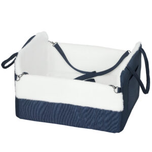 PawHut Autositz für Hunde mit Sicherheitsgurt und Befestigung, rutschfeste, tragbare Basis bis 5 kg, Hundekorb fürs Auto mit abnehmbarem Kissen, dunkelblau Aosom