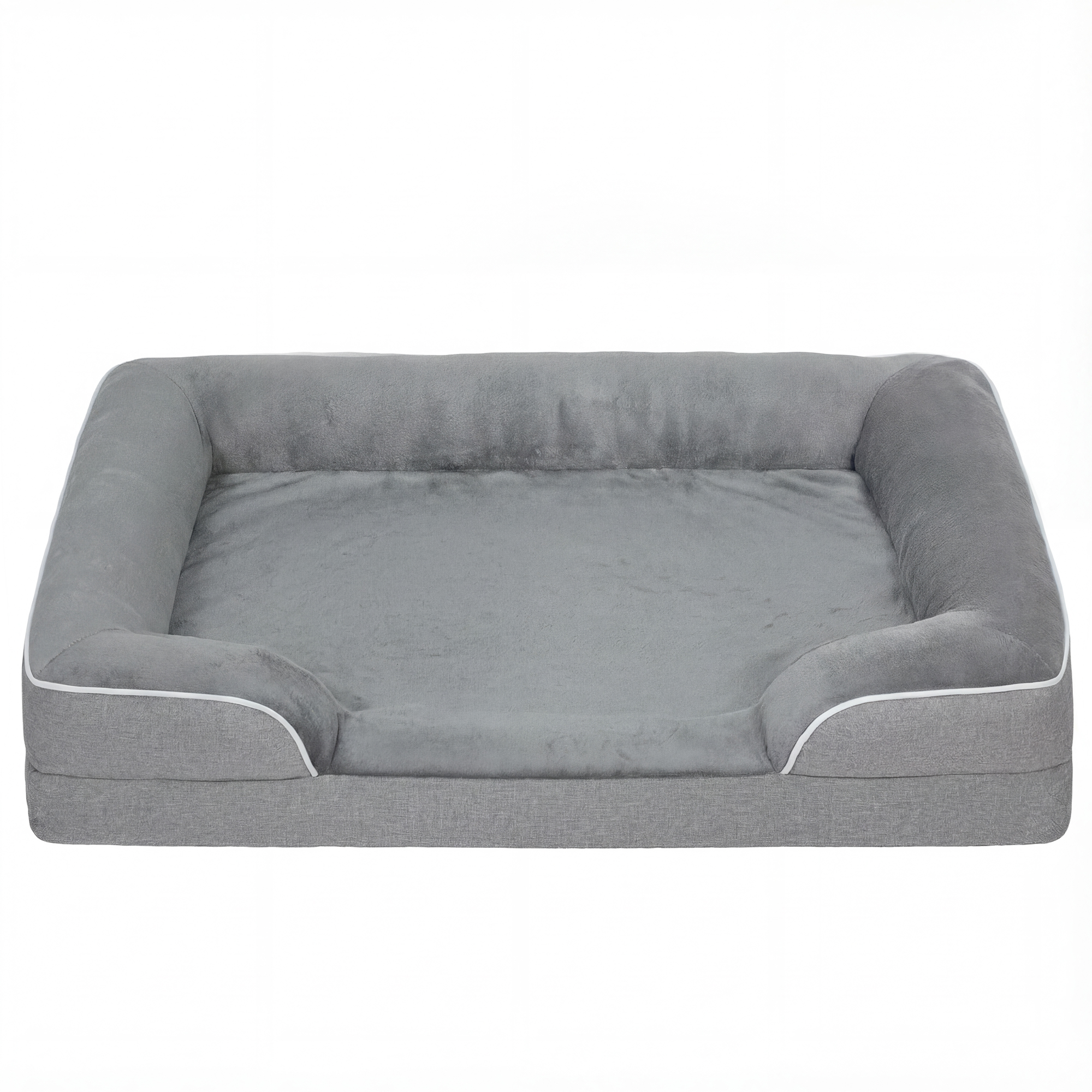 PawHut Hundebett für mittelgroße Hunde, Katzenbett, Hundematratze mit rutschfester Unterseite, abnehmbarer und waschbarer Bezug, 91,5x68,5x16,5 cm, Grau Aosom