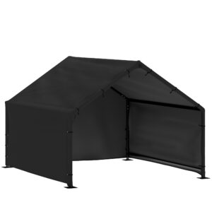 PawHut Hundehütte Hundehaus mit wasser- und UV-beständiger Überdachung, 125 x 110 x 93 cm Outdoor Hütte für kleine mittelgroße große Hunde bis 30 kg, Indoor, Outdoor Schwarz Aosom