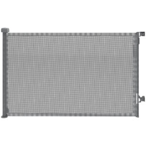 PawHut Sicherheitsgitter für Hunde, einziehbar, bis 140 cm Breite und 93 cm Höhe, für Treppen und Türen, Gitter für kleine und mittelgroße Hunde, Einhandbedienung, Grau Aosom