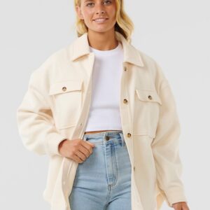 Rip Curl High Tide Fleece Shacket Jacke off white