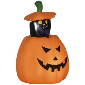 Outsunny Aufblasbarer Kürbisgeist 91-115 cm mit beweglicher Katze, wasserdicht mit LED Lichtern für Indoor & Outdoor Halloween Deko Aosom.de