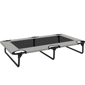 PawHut Erhöhtes Hundebett klappbar Haustierbett, Outdoor Hundeliege mit Netzdesign, Atmungsaktiv, für große Hunde Hellgrau Oxford 107 x 61 x 20 cm Aosom