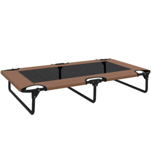 PawHut Erhöhtes Hundebett klappbar Haustierbett, Outdoor Hundeliege mit Netzdesign, Atmungsaktiv, für große Hunde Kaffee Oxford 107 x 61 x 20 cm Aosom
