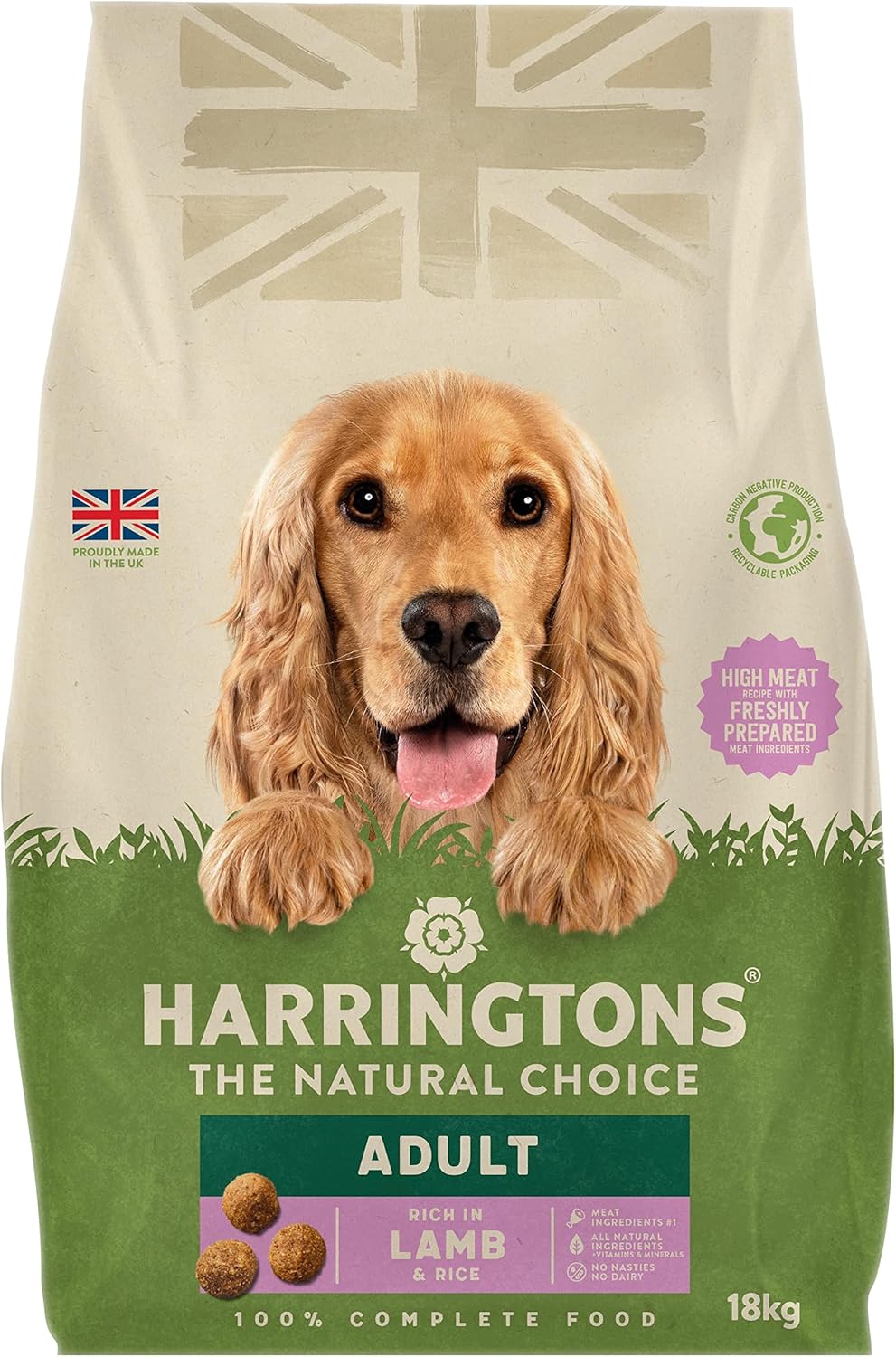 Harringtons Complete Trockenfutter für Hunde für Erwachsene, Lamm und Reis, 18kg, Hergestellt aus rein Natürlichen Zutaten Mhd 06/26