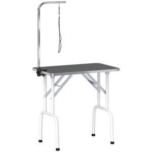 PawHut Trimmtisch für Hunde Hundepflegetisch mit Schlinge klappbar Stahlbeine rutschfest Tischplatte Haustierpflegetisch Pflegetisch für Haushaltsbaden Haartrocken Haarschneiden 81x48,5x80 cm Schwarz Aosom