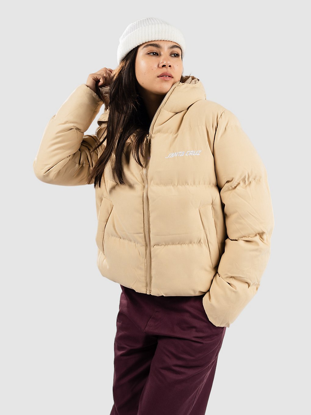 Santa Cruz Strip Logo Quilted Jacke beige