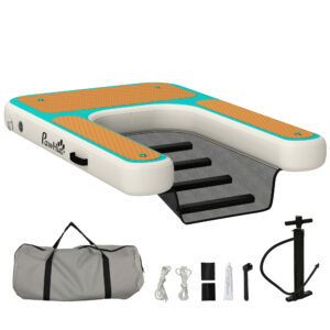 PawHut Aufblasbare Hunde Wasserrampe Hunderampe Pool 151x102 cm Tragbares Hundeboot mit Rutschfester EVA-Oberfläche Schwimmende Dock Leiter für große Hunde bis 100kg Schwimmleiter für Pool Boot Seen Aosom
