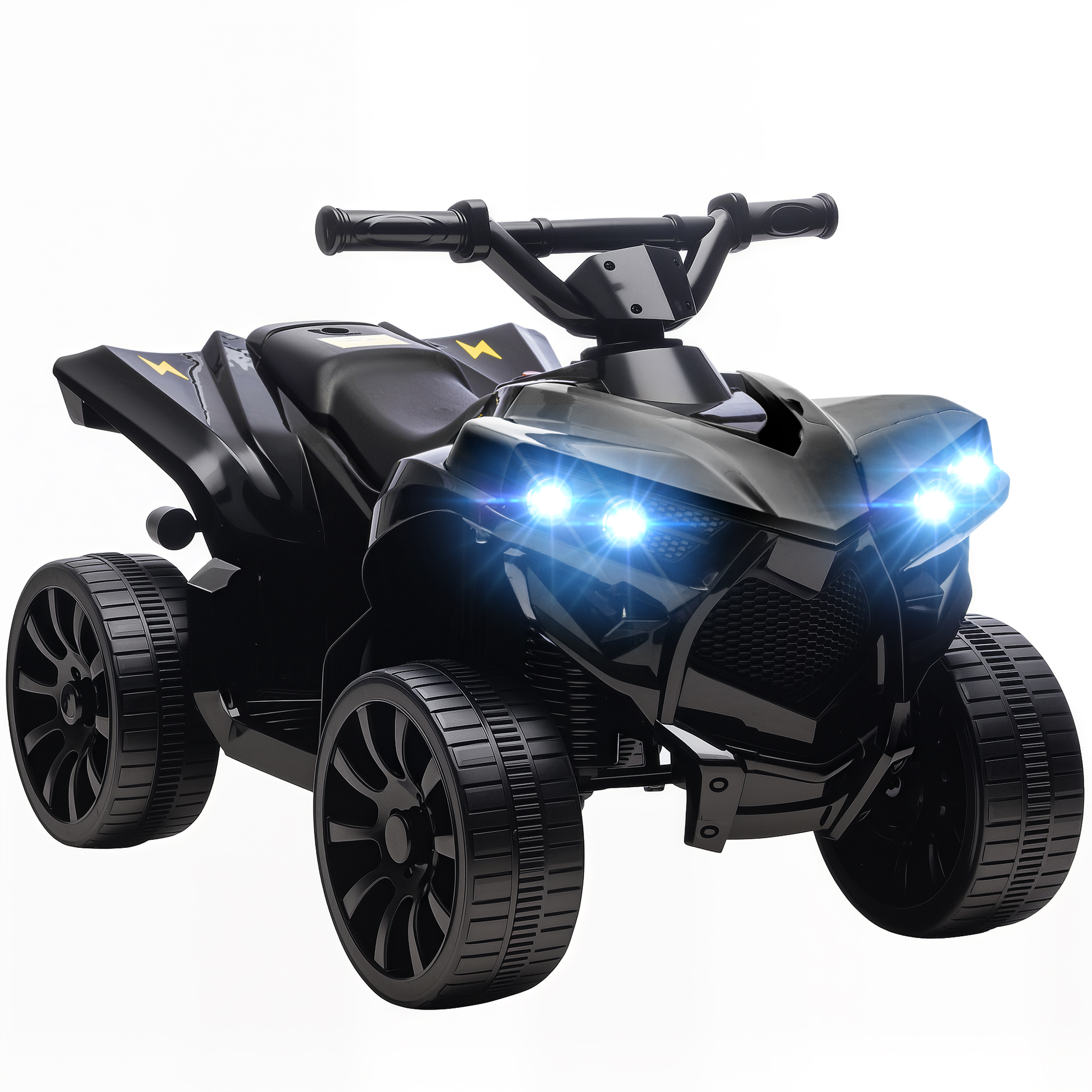 AIYAPLAY Kinder Quad Elektro 6V Kinderquad mit Vorwärts-, Rückwärtsfunktion, Musik, LED-Scheinwerfer, Kinderfahrzeug Elektro-Quad für Kinder von 3-8 Jahren Schwarz Aosom