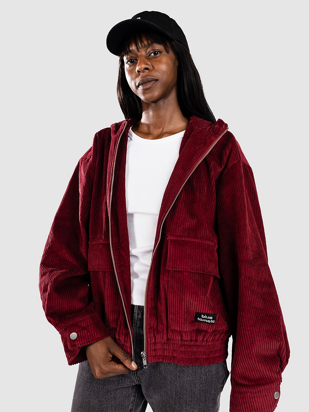 Blue Tomato Hooded Cord Bomber Jacke cherry lacquer