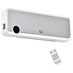 HOMCOM Heizlüfter zur Wandmontage 2000W Keramik-Wandheizung mit Fernbedienung, 3 Betriebsmodi, LED-Display, Wandheizgerät mit 12h Timer, Schnellheizer für Wohnzimmer, Schlafzimmer, Badezimmer Büro Aosom