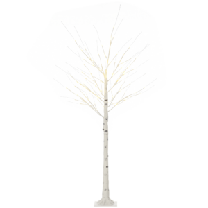 HOMCOM Kunstbaum 180 cm Birkenbaum mit LED-Beleuchtung, Weihnachtsdeko in Warmweiß, Kunstbirke für Zuhause, Party, Geburtstag & Hochzeit Aosom.de