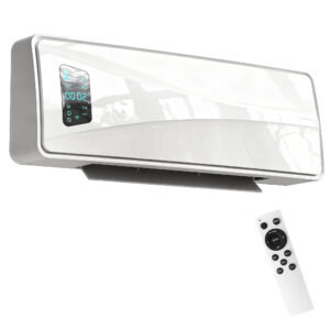 HOMCOM Wand Heizlüfter 2000W Keramik Wandheizgerät mit 3 Modi, LED-Display, Einstellbarer Thermostat, 24H-Timer, Wandheizung mit Oszillation, Fernbedienung, Fenster-Erkennung, Weiß Aosom