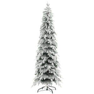 HOMCOM Weihnachtsbaum künstlich 210 cm Christbaum wie echt mit 800 dichten Zweigen, Kunstschnee, Auto-Öffnung, Stahlfuß für Heim- und Bürodekoration Aosom