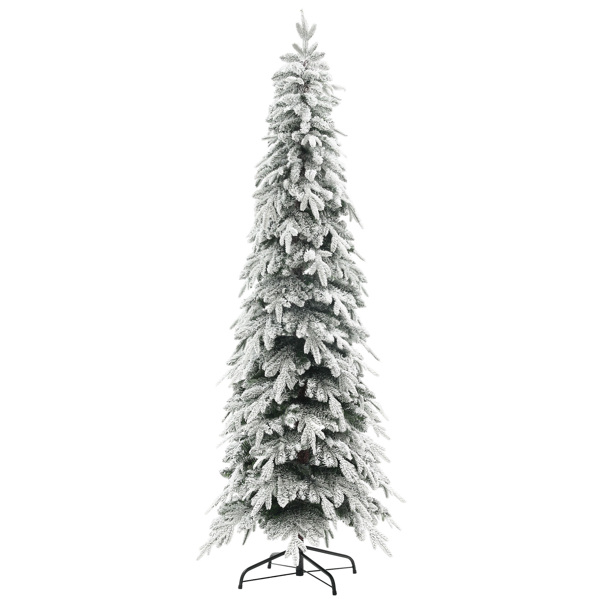 HOMCOM Weihnachtsbaum künstlich 210 cm Christbaum wie echt mit 800 dichten Zweigen, Kunstschnee, Auto-Öffnung, Stahlfuß für Heim- und Bürodekoration Aosom