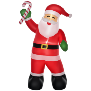 HOMCOM aufblasbarer Weihnachtsmann mit Zuckerstange, 250 cm, mit LED, Gebläse, Weihnachts-Party, Weihnachtsdekoration, 140 x 85 x 250 cm Aosom