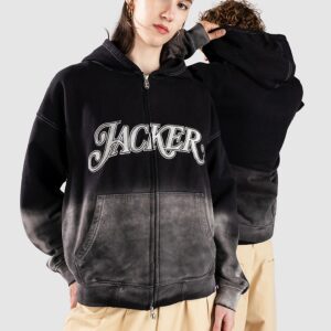 Jacker Curve Logo Gradient Washed Sweatjacke black