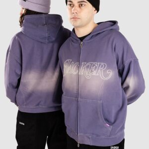 Jacker Rough Garment Dyed Premium Sweatjacke purple