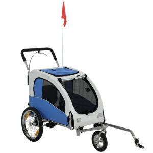 PawHut 2-in-1 Hundeanhänger für Fahrrad Hundebuggy für kleine & mittelgroße Hunde bis 20 kg Faltbarer Fahrradanhänger mit 600D Oxford, Reflektoren, Handbremse, Universelle Kupplung, Hellgrau Aosom