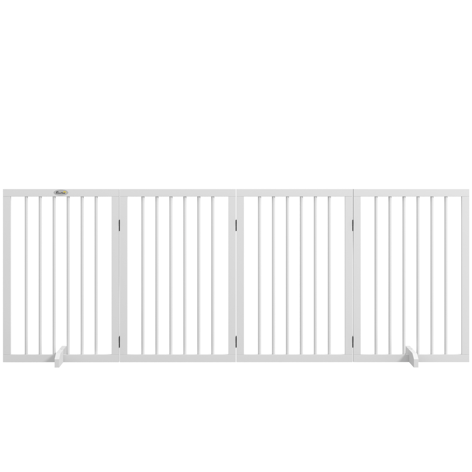PawHut Absperrgitter Hund 4-tlg., 206 x 76 cm Faltbar Türschutzgitter mit 2 Stützfüßen, freistehend Hundegitter Holz, Treppengitter für Küche Aosom