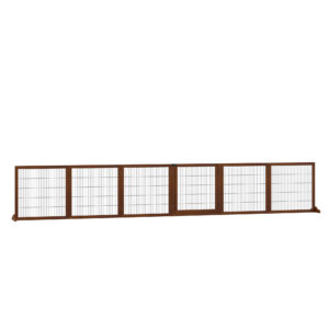PawHut Absperrgitter Hund 6-teilig, 432 x 70 cm Faltbar Türschutzgitter mit 2 Stützfüßen, Freistehend Hundegitter, Treppengitter für mittelgroße Hunde, für Flur, Treppe, Kaffee Aosom
