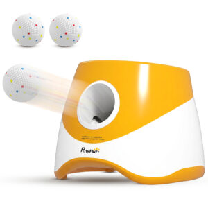 PawHut Automatischer Ballwerfer, Hunde Ball Interaktive Ballwurfmaschine mit 3 ETPU Tennisbälle 3 Distanzen 6m/10 m/14m, Interaktive Ballmaschine für kleine, mittlere Hunde Orange Aosom