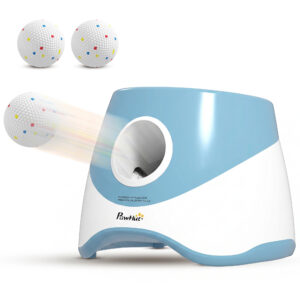 PawHut Automatischer Ballwerfer, Hunde Ball Interaktive Ballwurfmaschine mit 3 ETPU Tennisbälle 3 Distanzen 6m/10 m/14m, Interaktive Ballmaschine für kleine, mittlere Hunde Blau Aosom