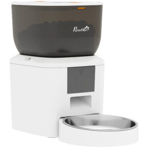 PawHut Futterautomat Katze, 2,4G WiFi, 4L Katzenfutter Automat mit App-Steuerung, 1-10 Mahlzeiten pro Tag, 10s Aufnahmefunktion, Futterspender für Katze und Hund Aosom