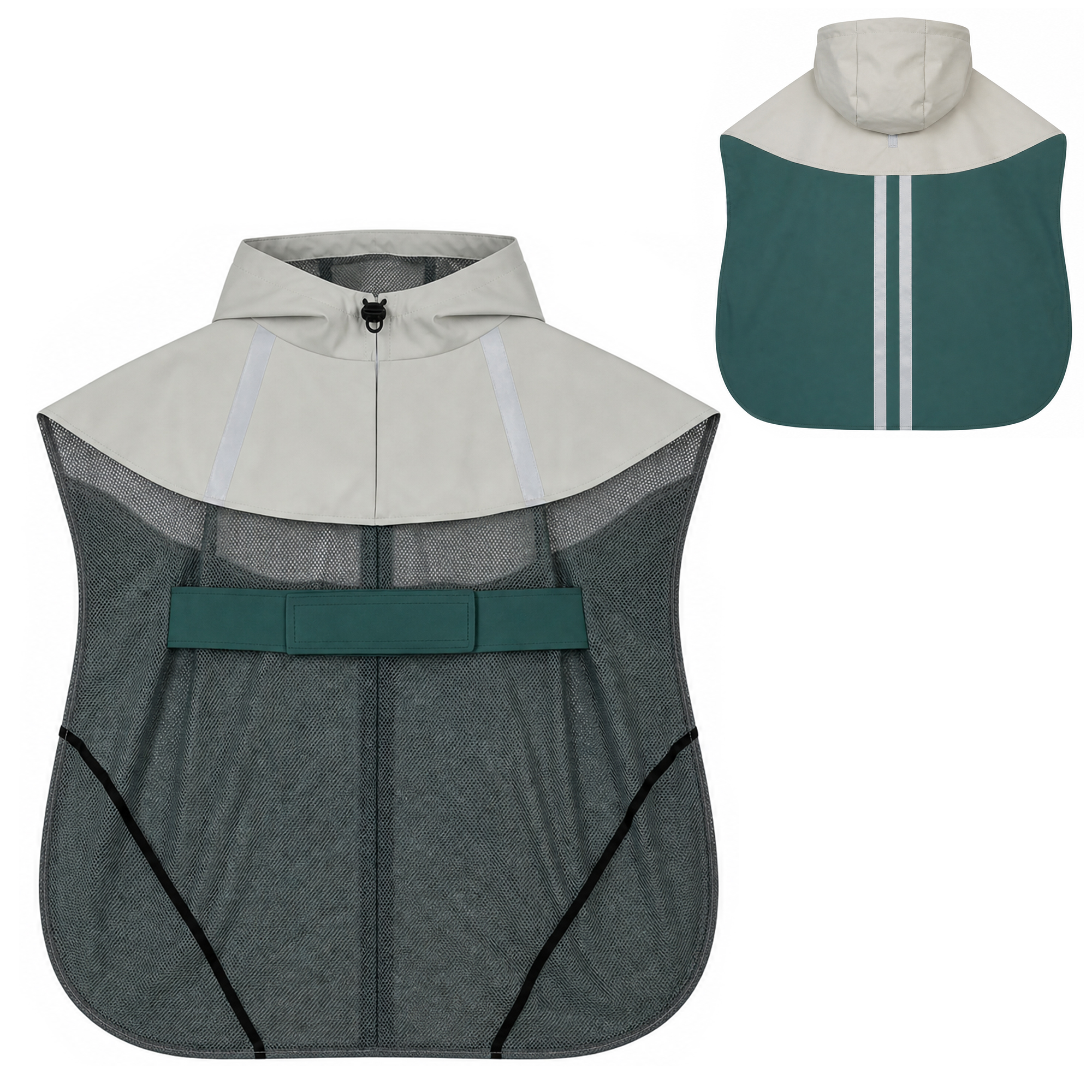 PawHut Hunderegenmantel, Wasserdichte & Atmungsaktive verstellbares Regenjacke mit reflektierenden Streifen Leinenöffnung für mittelgroße Hunde 15-20 kg, Grün M Aosom