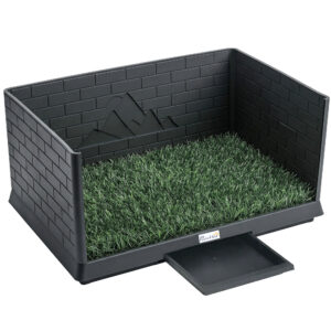PawHut Hundetoilette 75 x 51 cm Hundeklo mit Kunstrasen Welpentoilette mit hohen Wänden herausziehbarer Schale Drainage, Welpenklo für Welpen und Hunde für Balkon Zuhause Wohnung Aosom