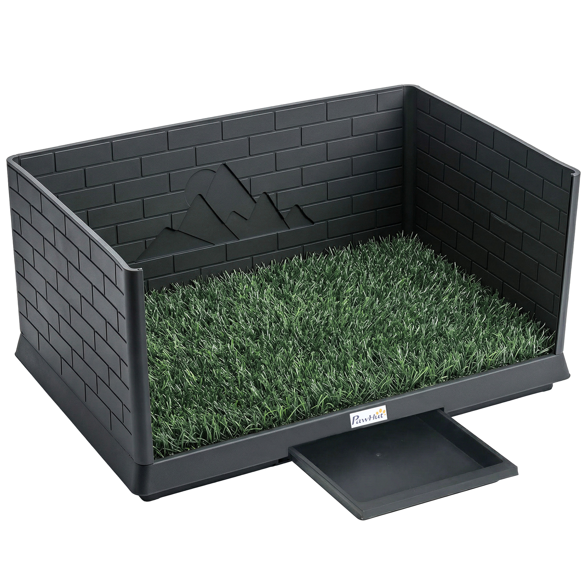 PawHut Hundetoilette 75 x 51 cm Hundeklo mit Kunstrasen Welpentoilette mit hohen Wänden herausziehbarer Schale Drainage, Welpenklo für Welpen und Hunde für Balkon Zuhause Wohnung Aosom