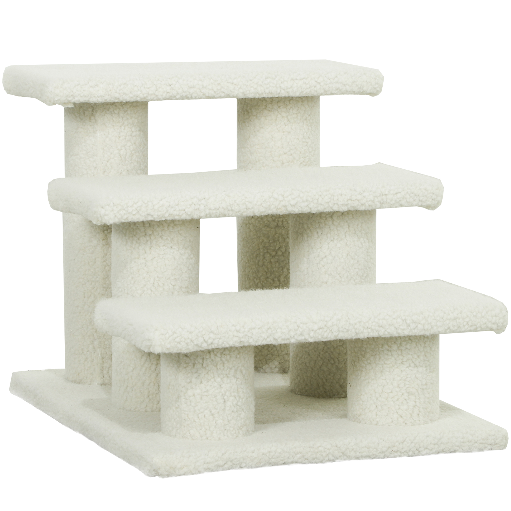 PawHut Katzentreppe 3 Stufen Tiertreppe Treppe für Katze Haustiertreppe Hundetreppe aus Plüsch 45 x 35 x 34 cm cm Beige Aosom