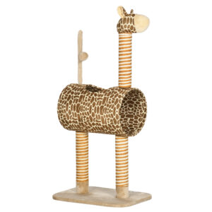 PawHut Kratzbaum 101 cm Katzenturm im Giraffendesign, mit Höhle, Spielball, Jutestämme, Katzenkratzbaum, Kletterbaum, für mittelgroße Katzen bis 5 kg, Beige Aosom