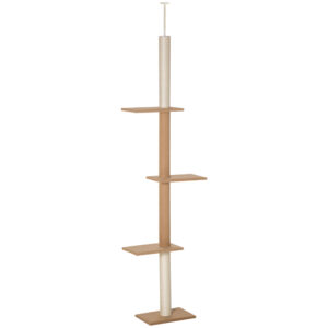 PawHut Kratzbaum Deckenhoch 228-260 cm höhenverstellbar Kletterbaum für Katzen Spielbaum in Khaki Aosom.de