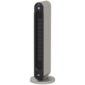 HOMCOM Heizgerät Heizlüfter 2200W Keramik Elektroheizer Heizturm mit 3 Modi, Fernbedienung 12-Stunden-Timer Oszillation LED Anzeige Heizung Silber 25 x 25 x 73,5 cm Aosom