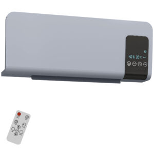 HOMCOM Heizlüfter zur Wandmontage 2000W Keramik-Wandheizung mit Fernbedienung, 2 Heizmodi, LED-Display, Wandheizgerät mit 12h Timer, für Wohnzimmer, Schlafzimmer, Badezimmer Büro Aosom