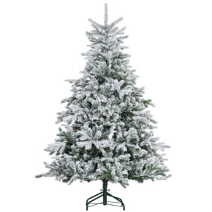HOMCOM Künstlicher Weihnachtsbaum, 180 cm Christbaum mit 1321 Spitzen, Kunstschnee, klappbar Metallständer, für Weihnachten Deko, Grün Aosom