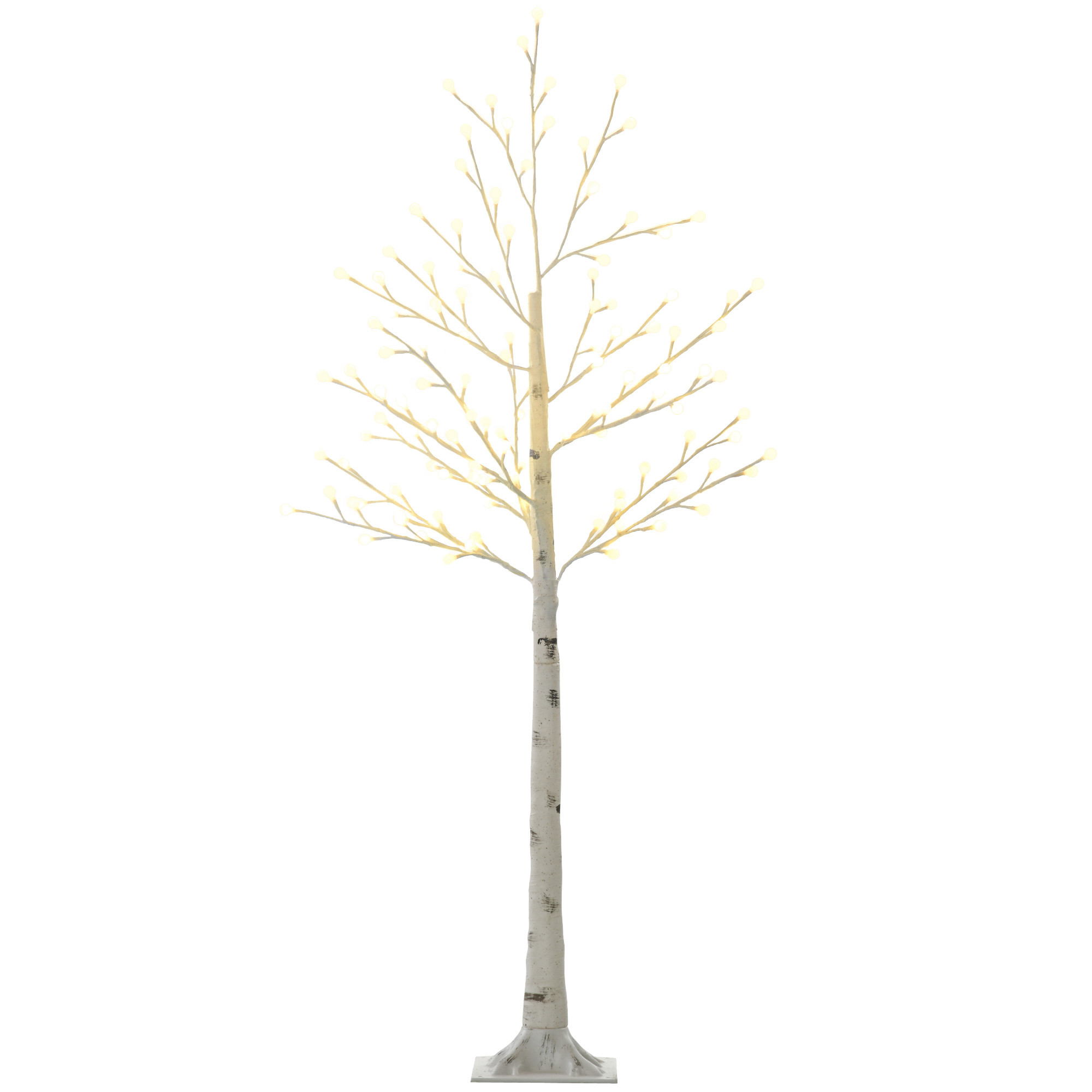 HOMCOM Lichterbaum 150 cm Birkenbaum mit 120 Warmweiß LEDs, 3 Helligkeitsstufen, Kunstbirke für Party, Hochzeit & Weihnachten IP44 Aosom.de