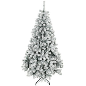 HOMCOM Verschneiter Weihnachtsbaum 180 cm, Tanne mit gelenkigen Zweigen, 650 feuerhemmende PVC-Spitzen, schneller Aufbau, klappbarer Stahlständer, Grün und Weiß Aosom