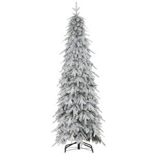 HOMCOM Weihnachtsbaum künstlich 180 cm Christbaum wie echt mit 600 dichten Zweigen, Kunstschnee, Auto-Öffnung, Stahlfuß für Heim- und Bürodekoration Aosom