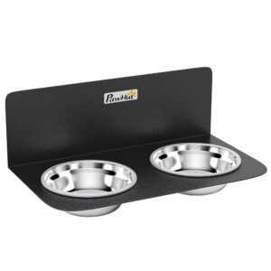 PawHut Hundenapf höhenverstellbar Wand Futternapf mit 2 x 800ml Edelstahlnäpfen Futterstation für kleine, mittlere, große Hunde, Schwarz Aosom