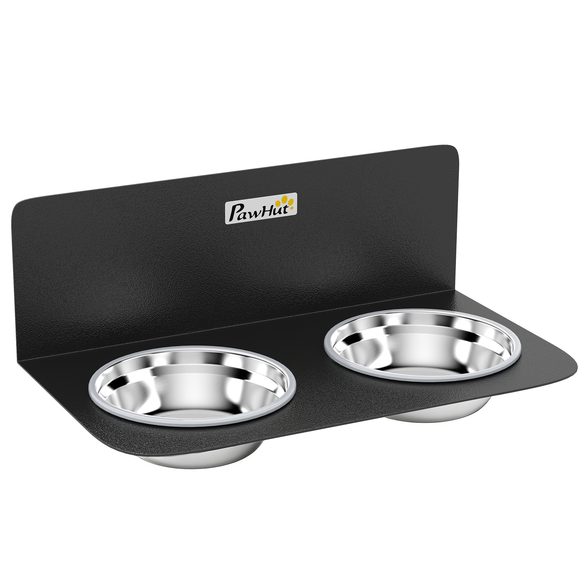 PawHut Hundenapf höhenverstellbar Wand Futternapf mit 2 x 800ml Edelstahlnäpfen Futterstation für kleine, mittlere, große Hunde, Schwarz Aosom