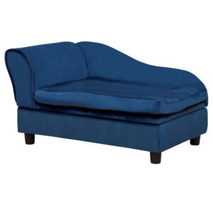 PawHut Hundesofa Hundebett Hundecouch aus Plüsch mit Lagerraum, Rückenlehne, Kissen Katzensofa für kleine Hunde 76 x 45 x 43 cm Blau Aosom