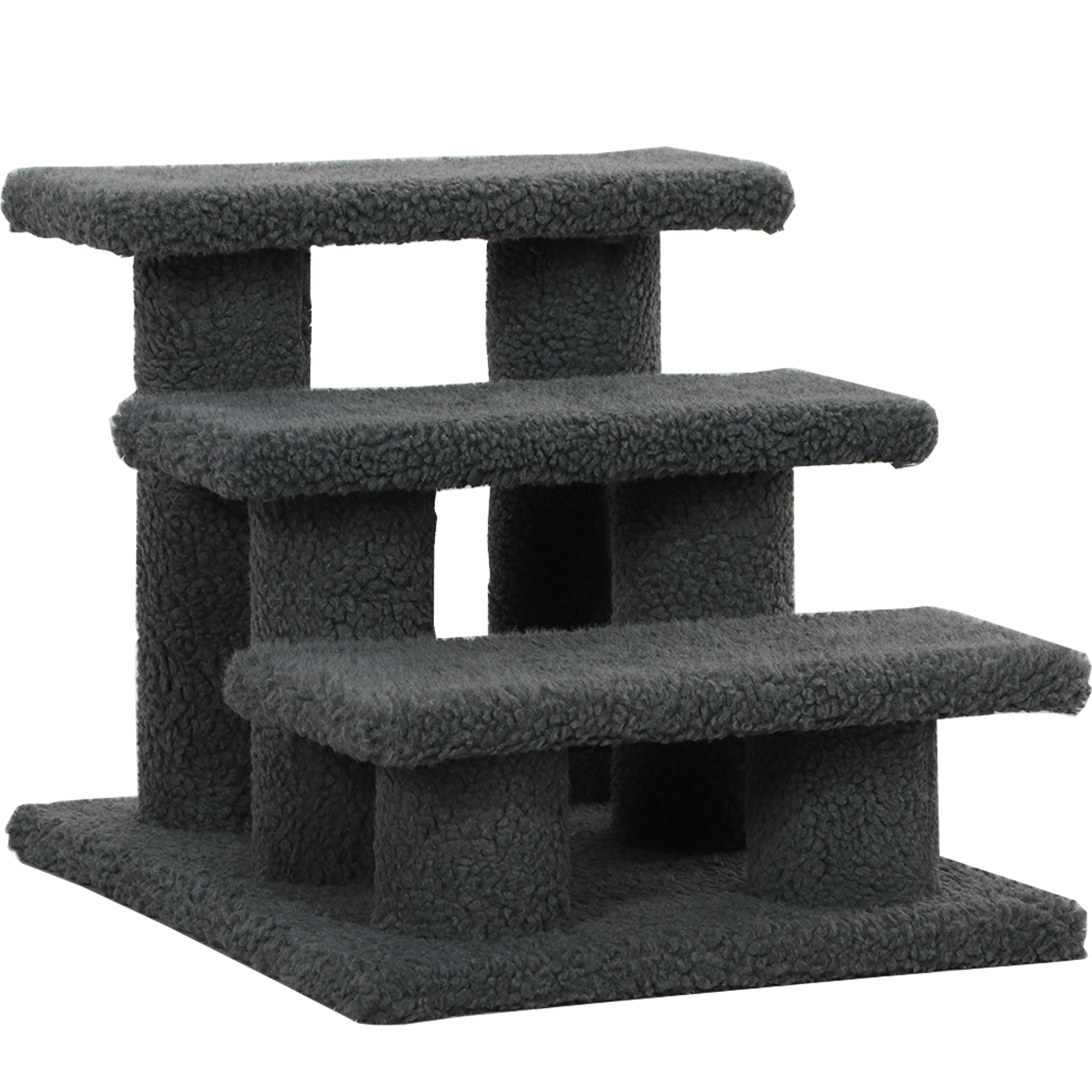 PawHut Katzentreppe 3 Stufen Tiertreppe Treppe für Katze Haustiertreppe Hundetreppe aus Plüsch 45 x 35 x 34 cm Grau Aosom