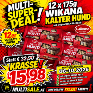 Wikana Kalter Hund Kekskuchen - 12 × 175 g | MULTI-SUPER-DEAL - MHD Chargen 06-10.2026
