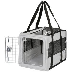 PawHut Klappbare Transporttasche für Katze und Hund, Auto-Korb, 300D Stoff, 49,5 x 34 x 35,5 cm, bis 10 kg, Grau Aosom